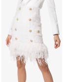 buttoned fringed tweed skirt