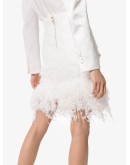 buttoned fringed tweed skirt