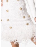 buttoned fringed tweed skirt