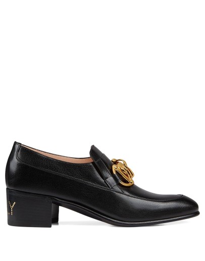 Women's leather Horsebit chain loafer