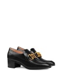 Women's leather Horsebit chain loafer