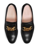 Women's leather Horsebit chain loafer