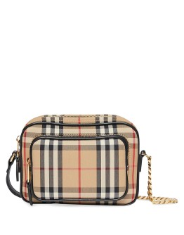 Vintage Check Cotton Camera Bag