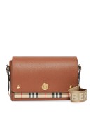 Leather and Vintage Check Note Crossbody Bag