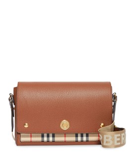 Leather and Vintage Check Note Crossbody Bag