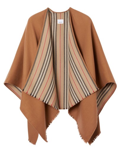 Icon stripe detail wool cape