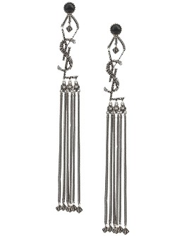 Monogram textured tassel earrings