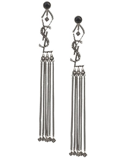 Monogram textured tassel earrings