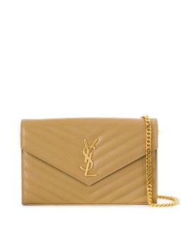 monogram plaque chain wallet
