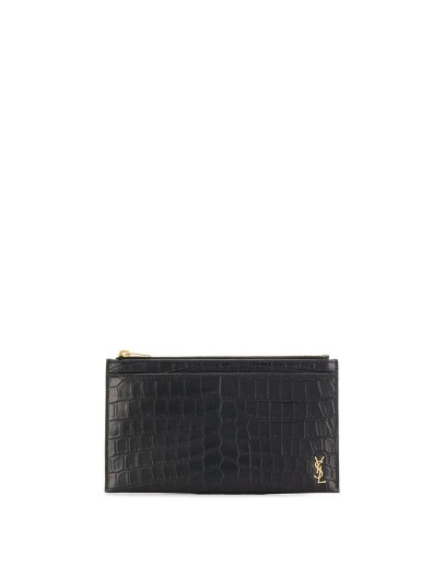 Monogram embossed coin pouch