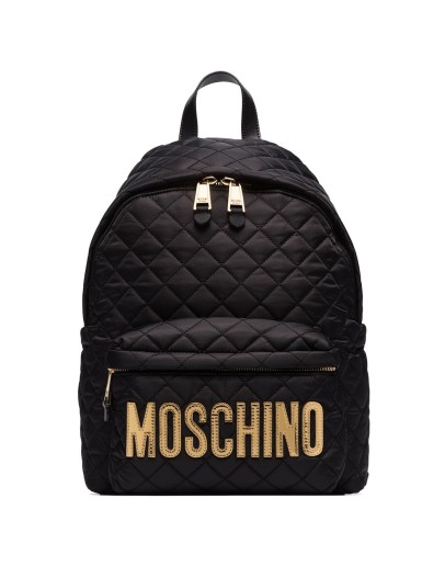 quilted logo-plaque backpack