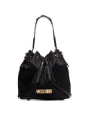 logo plaque drawstring bucket bag
