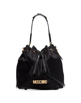 logo plaque drawstring bucket bag