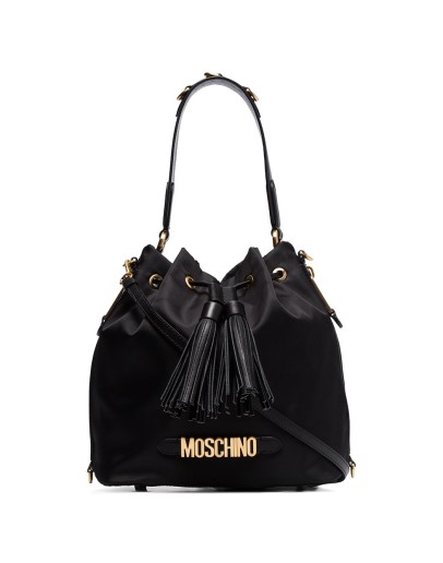 logo plaque drawstring bucket bag