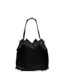 logo plaque drawstring bucket bag