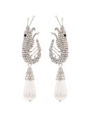 Shrimp motif crystal earrings