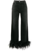 feather trim bootcut jeans