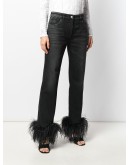 feather trim bootcut jeans
