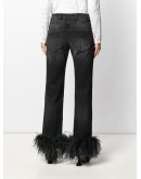 feather trim bootcut jeans