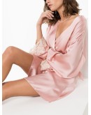 Maison lace-trimmed silk-blend robe