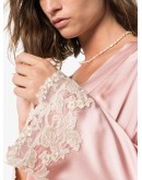 Maison lace-trimmed silk-blend robe