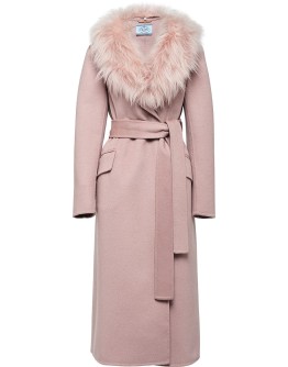 fur collar mid-length coat