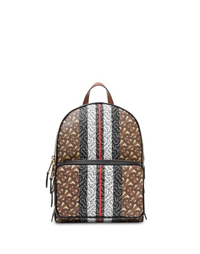 Monogram Stripe Print E-canvas Backpack