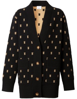 intarsia-logo cardigan