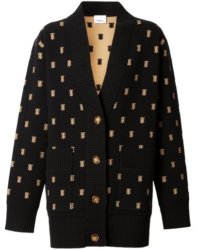 intarsia-logo cardigan