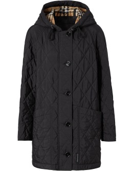 Diamond Quilted Thermoregulated Hooded Coat