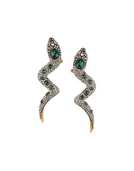 Snake earrings with crystals
