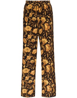 floral-print silk trousers