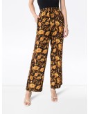 floral-print silk trousers