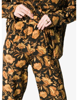 floral-print silk trousers
