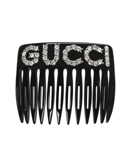 embellished logo hair comb