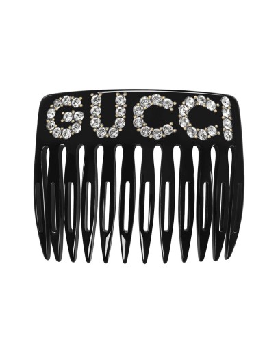 embellished logo hair comb