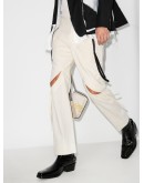 slashed straight leg trousers