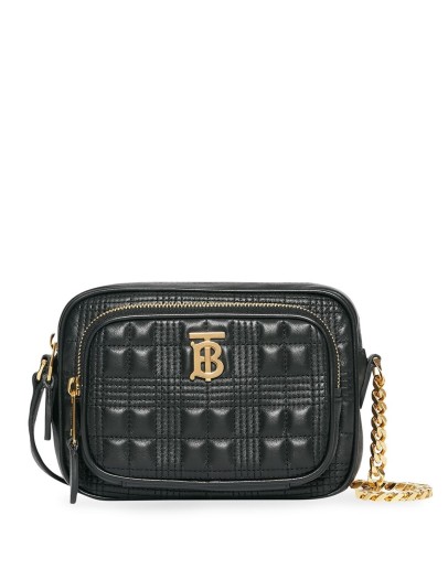 small quilted check camera bag