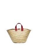 Kendra logo-embroidered raffia tote bag
