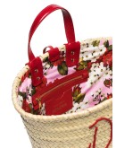 Kendra logo-embroidered raffia tote bag