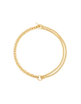 18kt Gold double mix chain necklace