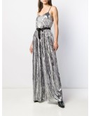 wide-leg metallic jumpsuit