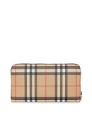 Vintage Check E-canvas Ziparound Wallet