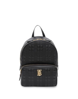 monogram plaque quilted backpack