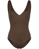 V-neck open-back swimsuit
