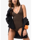 V-neck open-back swimsuit