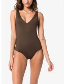 V-neck open-back swimsuit