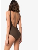 V-neck open-back swimsuit