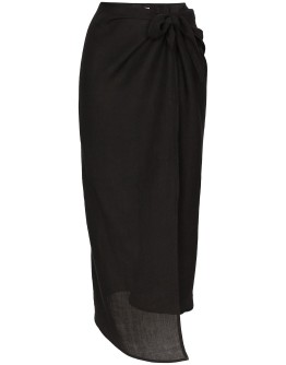 wrap front midi skirt