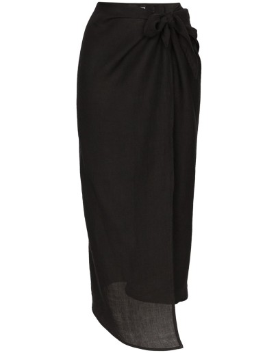 wrap front midi skirt